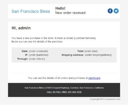 Store - new sale notification